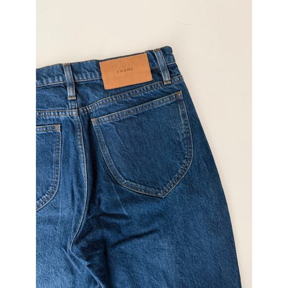 Frame dark wash high rise true straight leg jeans - size 28 - Picture 7 of 8